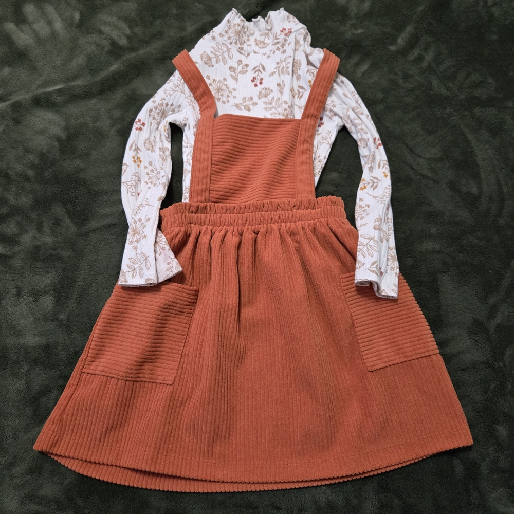 Wonder Nation toddler girl pinafore outfit set 2-piece size 5T